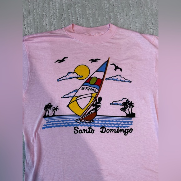 Vintage single stitch pink Santa Domingo surfing t-shirt 90’s sized M/L - Picture 3 of 13